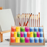 Multi Layer Beige Paint Storage Stand with Acrylic Paint Holder and Brush Organizer for Desktop V1366-AZ2-W-18425