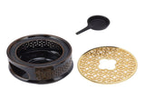 Teapot Warmer Tea Coffee Warmer Base Ceramic Heater with Spoon Lid and Candle Holder Brown V1294-YM0703-3118230130512