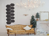 12pcs Black Felt Hexagon Wall Tiles for Letter Board, Mini Bulletin Board Decor for Office, Home, V1192-AZ-W-22254