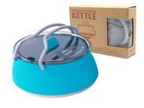 Blue 1L Portable Collapsible Camping Kettle - Food-Grade Silicone Body with 304 Stainless Steel V888-ELOSUNG45201