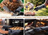 932&degF Heat Resistant Forge Welding 14 Inches Cowhide Leather, Long Sleeve Insulated Grill V1369-AZ3-W-18963