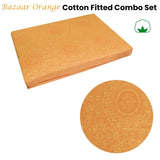 Bazaar Orange Cotton Fitted Combo Set Double V442-GHT-FITTEDSS-BAZAAR-ORANGE-DS