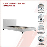 Double PU Leather Bed Frame White V63-761205