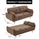 Sarantino 3 Seater Modular Linen Fabric Sofa Bed Couch Futon - Brown SOFA-M1910-LNN-BRN