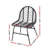 Gardeon 2x Outdoor Chairs Dining Chair Lounge Wicker Patio Furniture Black ODF-CHAIR-BST-BK-2X