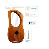 7 String Lyre Harp Wood String Instrument with Carry Bag Style B V1192-AZ-W-17846