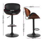 Artiss Bar Stools Kitchen Leather Barstools Swivel Gas Lift Vintage Chairs Black BA-TW-8076-BK