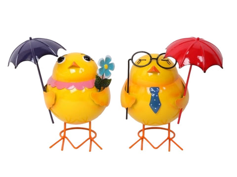 Set 2 Metal Chicken Decor Assort 20cm V637-DCO38689