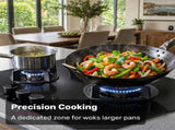 EUROCHEF 60cm 3 Burner Gas Cooktop, with Wok Burner, Tempered Glass, Natural Gas & LPG, Black V219-COKGCTEC63KA