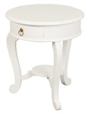 Round Cabriole Leg 1 Drawer Lamp Table V199-LT001RDCLWH