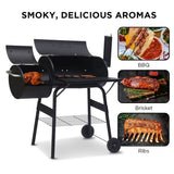 Wallaroo 2-in-1 Outdoor Barbecue Grill & Offset Smoker BBQ-DS35-B