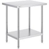 Stainless Steel Prep Table, 24 x 30 x 34 Inch, Heavy Duty Metal Worktable with 3 Adjustable Height V952-CFBXGGZTLCWJX36QKV0