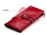 women's leather wallet, anti-skimming wallet, retro style wallet, Korean fashion wallet, long wallet V1106-939-98020-BLK-L
