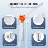 VEVOR 800W Wind Turbine Generator 12V 3-Blade Wind Turbine Kit & MPPT Controller V952-FSSFLWLFDJ10WOV8NV9