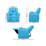 Keezi Kids Recliner Chair PU Leather Sofa Lounge Couch Children Armchair Blue KID-RECLINER-BU