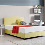 Linen Fabric Queen Bed Curved Headboard Bedhead - Sulfur Yellow V63-839801