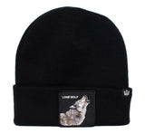 Goorin Lone Wolf Man Beanie Hat Warm Winter Ski Animal Series - Black V563-107-0120-BLK