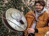 Large Shaman Drum Spirit Music Hand Drum with Drumstick Handmade Shaman Drum Home Decor V1294-YM0717-10353098