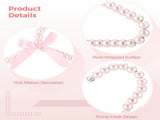 12PCS Pink Pearl Beaded Clothes Hangers Set, Small Wardrobe Hangers with Ribbon, Elegant Bowknot V1192-AZ-W-18457