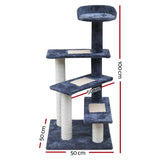 i.Pet Cat Tree 100cm Scratching Post Scratcher Tower Wood Condo House Trees Bed PET-CAT-WT02-GR