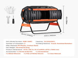 Compost Tumbler, 200L Dual Chamber Outdoor Tumbling Composter with 2 Sliding Doors and Aeration V952-FGXDFJDGL53GHS2TI001V0