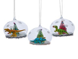 Christabelle 3 Glass Dome Christmas Ornaments Dinosaur Novelty Figures 11cm Xmas Tree Decoratio 112_SHD2002