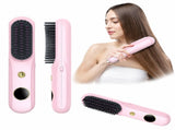 Cordless Hair Straightener Brush, Portable Mini Ionic Hair Straightener with Titanium Plates, USB V1107-110-88208-BLK-205MM