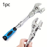 10-inch Telescoping Ratcheting Adjustable Wrench, 180-Degree Swivel Multi-Function Pipe Tool, V1232-WHYBS001