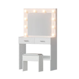 Artiss Dressing Table Vanity Desk Set Stool 10 Led Bulbs White FUR-V-DRESS06-LED-WH-AB