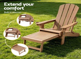 Gardeon Folding Sun Lounger Adirondack Chair Outdoor Lounge Setting HDPE Recliner Footrest Khaki FF-BEACH-HEFD-OTTO-KH