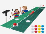 Keezi Kids Golf Putting Game Set with Golf Club, Putting Mat, 12 Balls, 3 Target Holes, Indoor KGS-D12-GR
