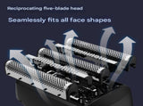 Black Reciprocating 5-Blade Beard Trimmer - Waterproof Electric Razor for Full-Body Use V888-ELOSUNG28301
