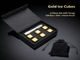 Reusable Metal Chilling Ice Stone Kit Halloween Party Gift Gold Square 6Pack with Silicone V1221-XM-LB8068-GM221
