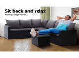 Gardeon Outdoor Furniture Dining Setting Sofa Set Lounge Wicker 9 Seater Black ODF-SDBOSS-3OTM-BK