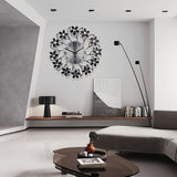 Black Blue Floral Wall Clock Crystal Wall Clock Silent Wall Clock Home Decor Clock Elegant V1347-115-BLU-95493