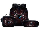 Style 2 3 Piece Spider Print School Bag Set - Large Capacity Polyester Backpack, Insulated Lunch Bag V888-ELOSUNG56268-2