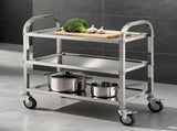 Cefito 3-Tier Stainless Steel Kitchen Trolley with Wheels 89X50X83cm SSKB-201S-3TWHEEL-29
