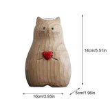 Clearance!Handmade Wooden Cat Vase Solid Wood Handmade Vase Solid Wood Cat Statue Vase Modern Shelf V1366-AZ2-W-21438