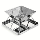 304 Stainless Steel Portable Folding BBQ Grill with Storage Tray for Outdoor Camping Picnics Beach V1232-BBQSKL001