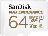 Sandisk Max Endurance Microsdxc Card SQQVR 64G UHS-I C10 U3 V30 100MB/S R 40MB/S W SD V28-FFCSAN64GQQVR