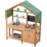 Wooden Mud Kitchen Outdoor Toy Play Kitchen Set for Kids Pretend Playset V952-NJCFTPK40INCI1U56V0