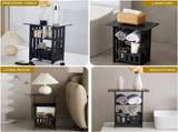 3 Tier Side Table Night Stand, Narrow End Table with Storage Shelf, Extended Desktop & Solid V1366-AZ2-W-14196