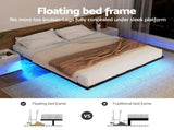Artiss Double Bed Frame,Floating Metal Bed Frame with Smart LED Lights - Sturdy Metal Platform Bed MBED-C-RAY-D