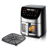 Smart Stainless Steel Air Fryer with Visible Glass Window, Touch and APP Control, Large Capacity for V1341-ZY-5QWVXJS3-SILVER