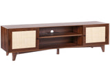 Rattan TV Stand for 75in TV, Boho TV Stand with Rattan Door, Entertainment Center with Build-in V952-TBDSJ66INCHE0TAMJV3