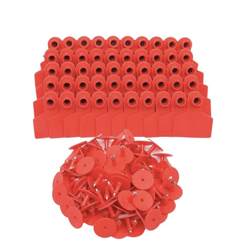 100x Cattle Ear Tags Set - 5x4cm Small Red Blank Cow Pig Sheep Livestock Label V238-SUPDZ-39973737037904