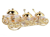 3 Piece Set European Style Gold Sugar Jar with Lid Spoon Polished Glass Seasoning Jar Condiment Pot V1369-AZ3-W-15520