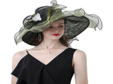 Organza Church Fascinator Wedding Tea Party Derby Hats for Women Flower Wide Brim Sun Hat V1370-AZ4-11264