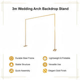 3m Wedding Arch Backdrop Stand Square Metal Frame for Balloons & Flowers V63-954041