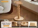 Solid Rubberwood Gourd Shape Side Table with Raised Edge, Compact Round Top for Sofa, Bedside, Small V1341-ZY-GOURDAA3-NATURAL